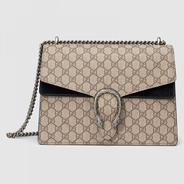 Gucci GG Women Dionysus Medium GG Shoulder Bag in GG Supreme Canvas-Black (1)