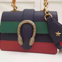 Gucci GG Women Dionysus Medium Top Handle Bag in Blue Gucci Green and Hibiscus Red Leather (1)