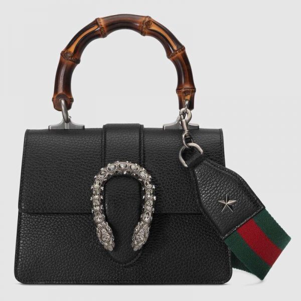 Gucci GG Women Dionysus Mini Top Handle Bag in Textured Leather-Black (2)