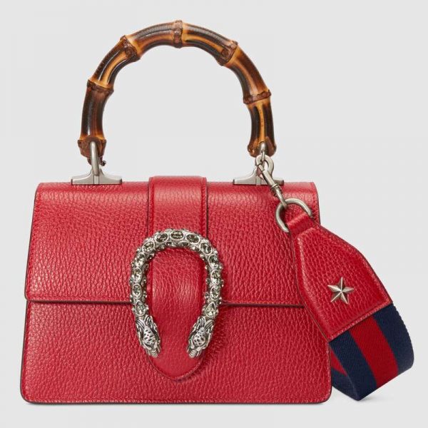 Gucci GG Women Dionysus Mini Top Handle Bag in Textured Leather-Red (7)