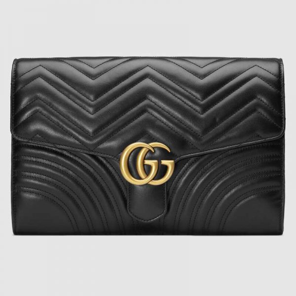 Gucci GG Women GG Marmont Clutch in Black Matelassé Chevron Leather with a Heart (5)