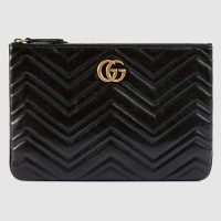 Gucci GG Women GG Marmont Leather Pouch in Black Matelassé Chevron Leather with Heart (1)