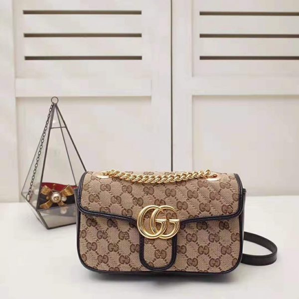 Gucci GG Women GG Marmont Mini Bag in BeigeEbony Original GG Canvas (2)