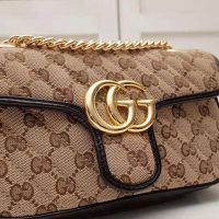 Gucci GG Women GG Marmont Mini Bag in BeigeEbony Original GG Canvas (1)