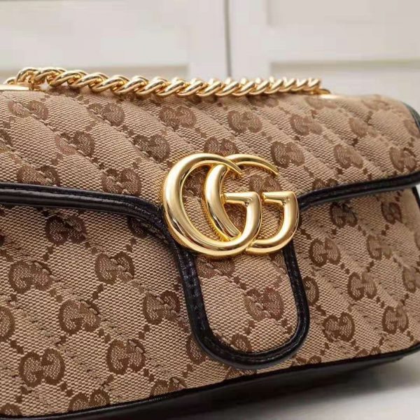 Gucci GG Women GG Marmont Mini Bag in BeigeEbony Original GG Canvas (4)