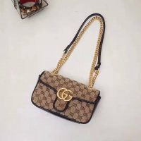 Gucci GG Women GG Marmont Mini Bag in BeigeEbony Original GG Canvas (1)