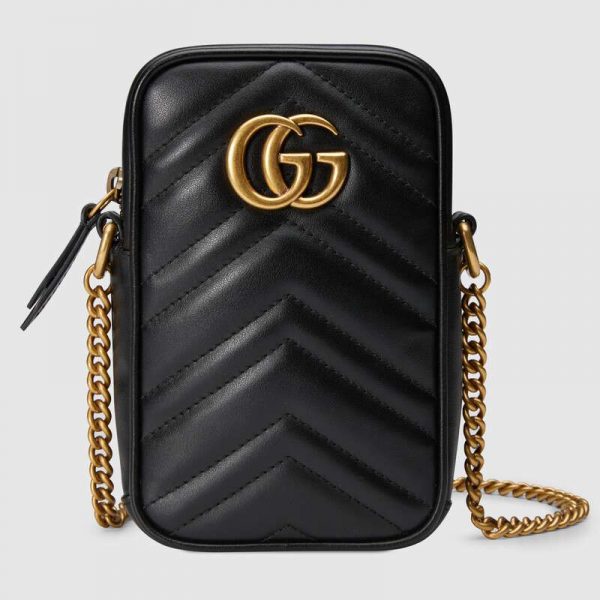 Gucci GG Women GG Marmont Mini Bag in Matelassé Chevron Leather-Black (1)