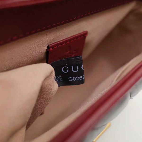 Gucci GG Women GG Marmont Mini Top Handle Bag in Black Diagonal Matelassé Leather (10)