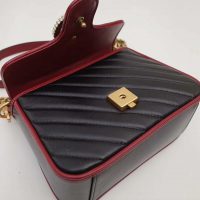 Gucci GG Women GG Marmont Mini Top Handle Bag in Black Diagonal Matelassé Leather (1)