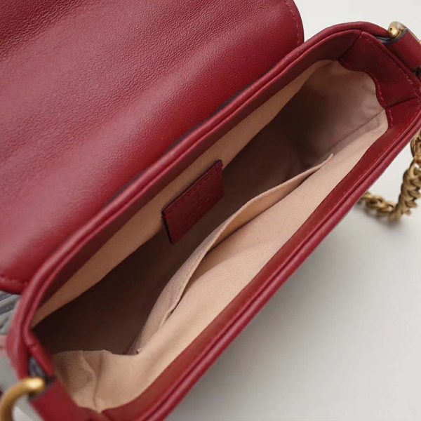 Gucci GG Women GG Marmont Mini Top Handle Bag in Black Diagonal Matelassé Leather (8)