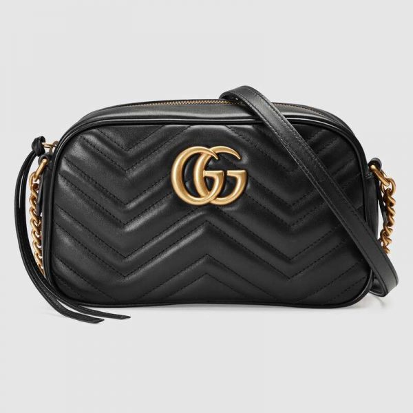 Gucci GG Women GG Marmont Small Shoulder Bag in Matelassé Chevron Leather-Black (1)