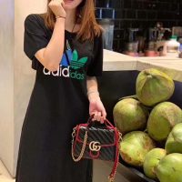 Gucci GG Women GG Marmont Small Top Handle Bag in Black Diagonal Matelassé Leather (1)