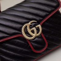 Gucci GG Women GG Marmont Small Top Handle Bag in Black Diagonal Matelassé Leather (1)