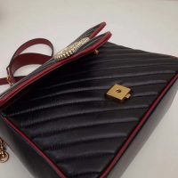 Gucci GG Women GG Marmont Small Top Handle Bag in Black Diagonal Matelassé Leather (1)