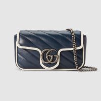 Gucci GG Women GG Marmont Super Mini Bag in Blue Diagonal Matelassé Leather (1)