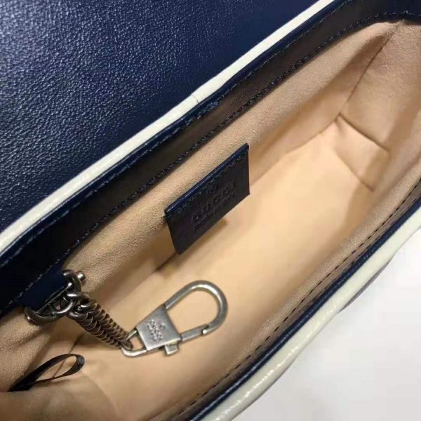 Gucci GG Women GG Marmont Super Mini Bag in Blue Diagonal Matelassé Leather (10)