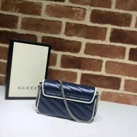 Gucci GG Women GG Marmont Super Mini Bag in Blue Diagonal Matelassé Leather (1)