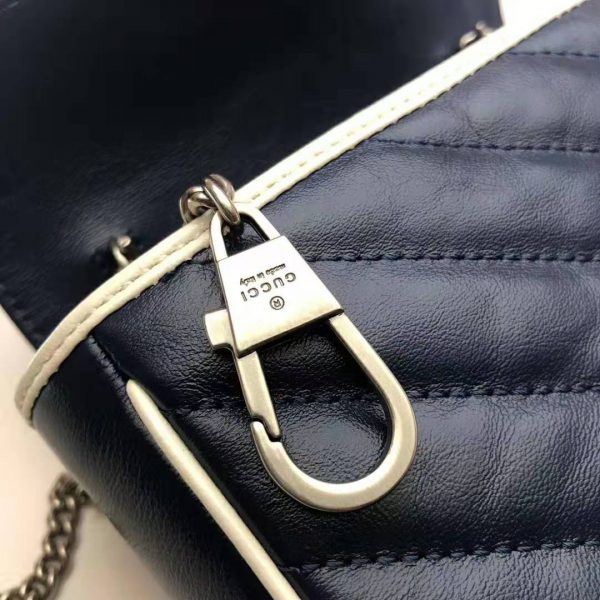 Gucci GG Women GG Marmont Super Mini Bag in Blue Diagonal Matelassé Leather (8)