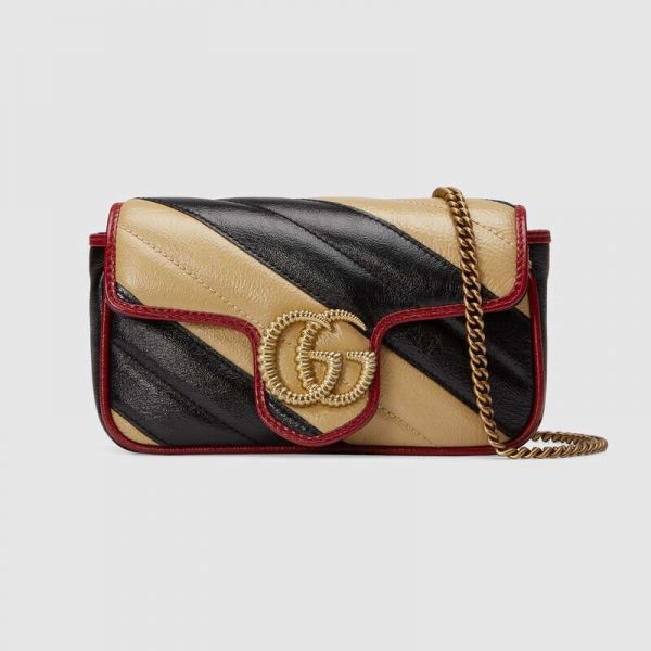 Gucci GG Women GG Marmont Super Mini Bag in Diagonal Matelassé Leather-Beige (1)