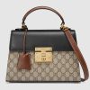 Gucci GG Women GG Padlock Small GG Top Handle Bag in Beige GG Supreme Canvas