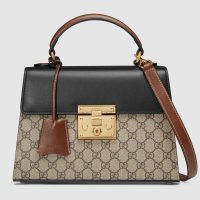 Gucci GG Women GG Padlock Small GG Top Handle Bag in Beige GG Supreme Canvas (1)