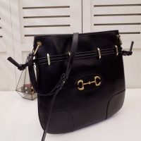 Gucci GG Women Gucci 1955 Horsebit Messenger Bag in Black Soft Leather