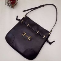 Gucci GG Women Gucci 1955 Horsebit Messenger Bag in Black Soft Leather