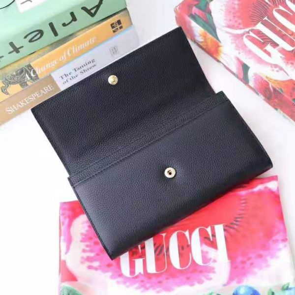 Gucci GG Women Gucci Zumi Grainy Leather Continental Wallet-Black (6)