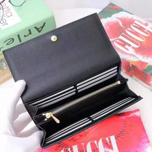 Gucci GG Women Gucci Zumi Grainy Leather Continental Wallet-Black (9)
