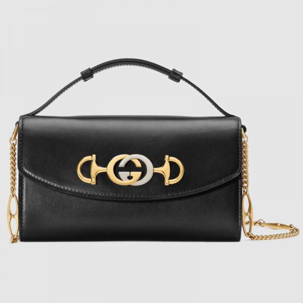 Gucci GG Women Gucci Zumi Smooth Leather Mini Bag with Interlocking G Horsebit-Black