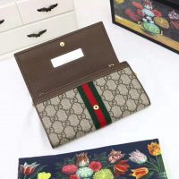 Gucci GG Women Ophidia GG Chain Wallet in BeigeEbony GG Supreme Canvas (1)