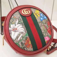 Gucci GG Women Ophidia GG Flora Mini Backpack in BeigeEbony GG Supreme Canvas (1)