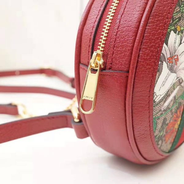 Gucci GG Women Ophidia GG Flora Mini Backpack in BeigeEbony GG Supreme Canvas (6)