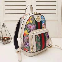 Gucci GG Women Ophidia GG Flora Small Backpack in BeigeEbony GG Supreme Canvas (1)