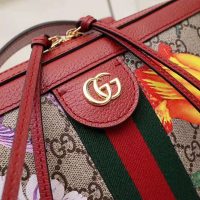 Gucci GG Women Ophidia GG Flora Small Shoulder Bag in BeigeEbony GG Supreme Canvas (1)