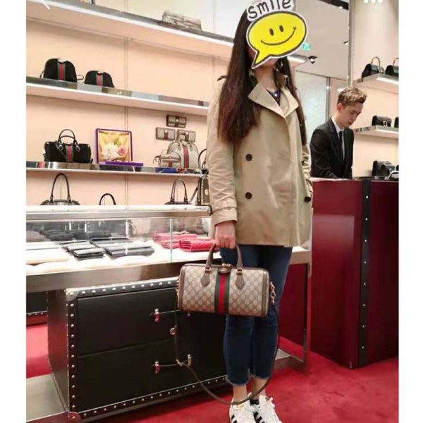Gucci GG Women Ophidia GG Medium Top Handle Bag in Beige GG Supreme Canvas (1)