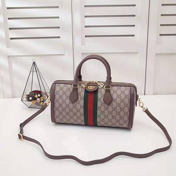 Gucci GG Women Ophidia GG Medium Top Handle Bag in Beige GG Supreme Canvas (3)