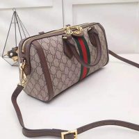 Gucci GG Women Ophidia GG Medium Top Handle Bag in Beige GG Supreme Canvas (12)