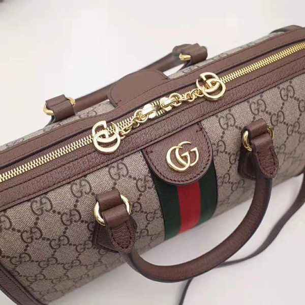 Gucci GG Women Ophidia GG Medium Top Handle Bag in Beige GG Supreme Canvas (8)