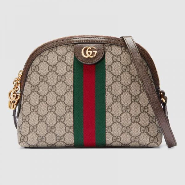 Gucci GG Women Ophidia GG Small Shoulder Bag in Beige GG Supreme Canvas (1)