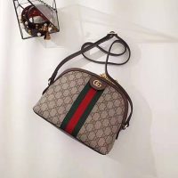 Gucci GG Women Ophidia GG Small Shoulder Bag in Beige GG Supreme Canvas (1)