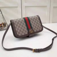 Gucci GG Women Ophidia GG Small Shoulder Bag in BeigeEbony GG Supreme Canvas (1)