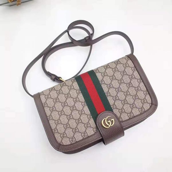 Gucci GG Women Ophidia GG Small Shoulder Bag in BeigeEbony GG Supreme Canvas (5)