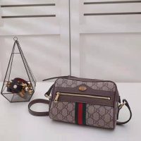 Gucci GG Women Ophidia GG Supreme Mini Bag in BeigeEbony GG Supreme Canvas (1)