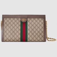 Gucci GG Women Ophidia Medium Shoulder Bag in BeigeEbony GG Supreme Canvas