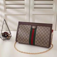 Gucci GG Women Ophidia Medium Shoulder Bag in BeigeEbony GG Supreme Canvas (4)