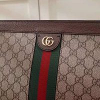 Gucci GG Women Ophidia Medium Shoulder Bag in BeigeEbony GG Supreme Canvas (4)