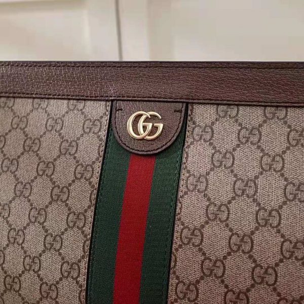 Gucci GG Women Ophidia Medium Shoulder Bag in BeigeEbony GG Supreme Canvas (6)