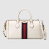 Gucci GG Women Ophidia Medium Top Handle Bag in White Leather