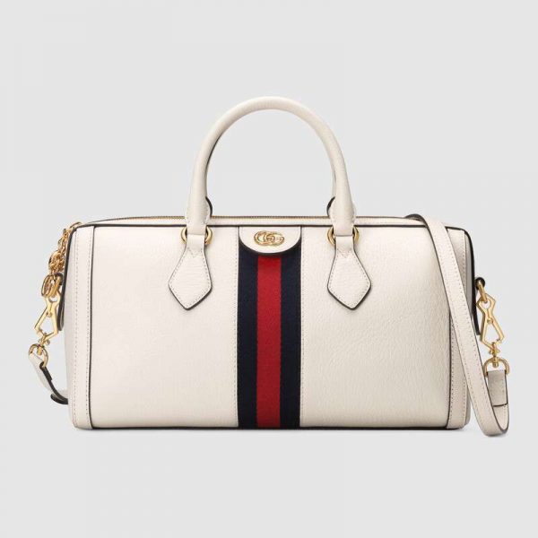 Gucci GG Women Ophidia Medium Top Handle Bag in White Leather (1)